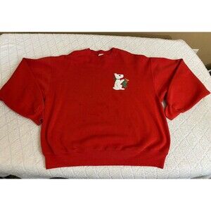 Vintage Hanes Puppy And Stocking Embroidered Christmas Theme Sweatshirt Size 2XL